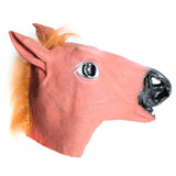 Side view of novelty horse head costume