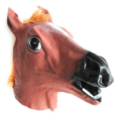 Brown latex horse mask with mane