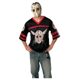 Jason Hockey Jersey and Mask, digitally printed top with hockey mask and machetes image. Moulded hockey mask included.