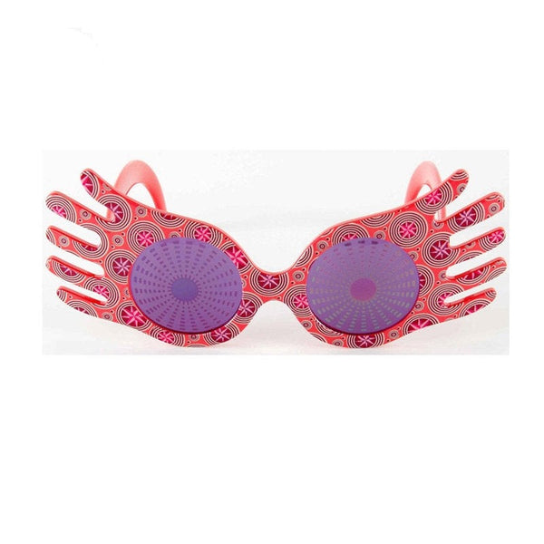 luna lovegood spectrespecs eyewear, pink and purple print glasses.