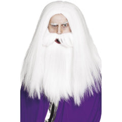 white magician wig and beard set wizard costume accessory