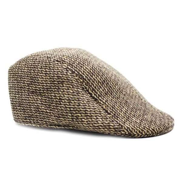 Dark brown vintage-style flat cap with elastic band for 1920s costume