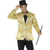 Gold sequin jacket. This mens jacket is made of sequin fabric with satin lining.