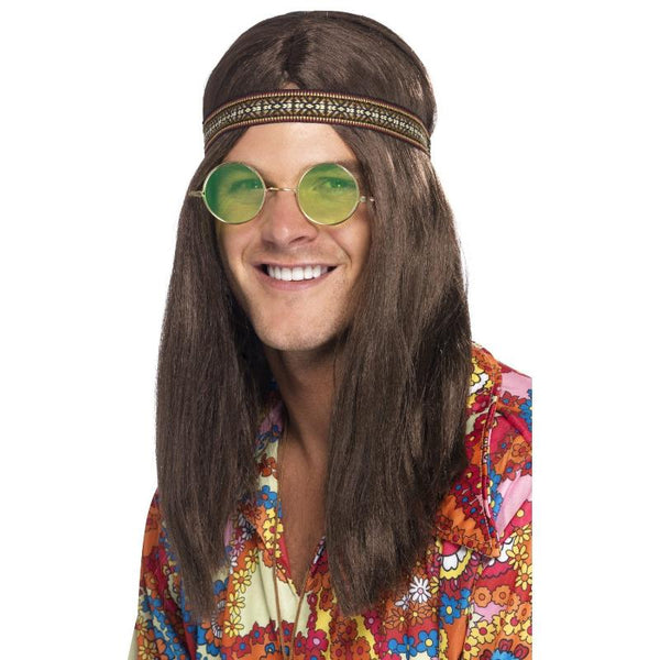 Men’s hippy kit with peace pendant, glasses and headband
