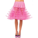 Knee-length neon pink tulle petticoat adult front view