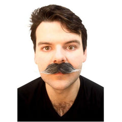 Grey and black English-style waxed tip moustache from Dr Toms