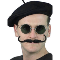 Moustache in black, movie director hook style, quality, realistic and attache with double sided tape.