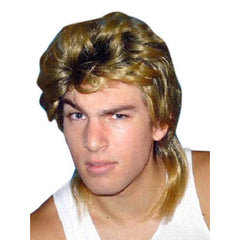 Mullet wig in ginger with dark roots.