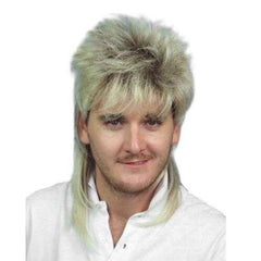two tone mullet wig in blone and brown.