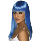 Neon Blue Long Straight Glamourama Wig