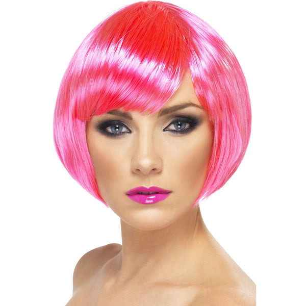 Neon Pink Short Babe Wig