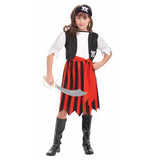 Pirate Lass Costume for children with pirate dress, vest and headband for Book Week