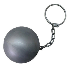 Plastic prisoner ball and chain costume prop with fabric ankle strap