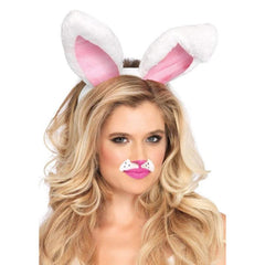 plush bunny ears leg avenue a2811, adult size. white ears with pink inner ear.