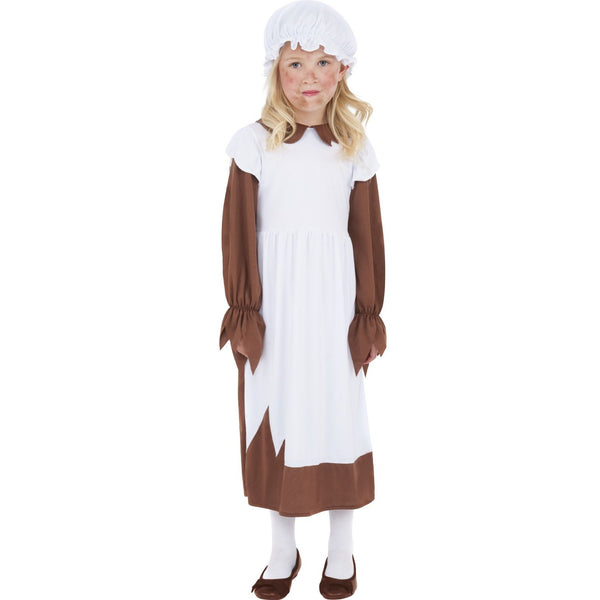 Poor Victorian Girls Costume - Brown & White