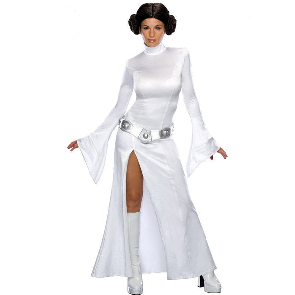 princess leia costume for adults, long dress with high split.