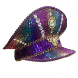 purple festival visor with diamante decoration.