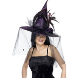 Purple Witch Hat Feathers & Netting