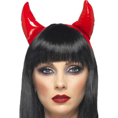 PVC Red Devil Horns on headband.