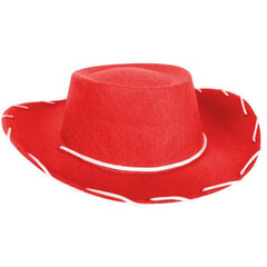 Child’s red cowboy hat with white trim for western costume play