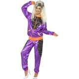 Purple retro shell suit for women with jacket and pants