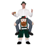 Ride-on beer buddy costume with fake human legs – carry-me style jumpsuit for adults