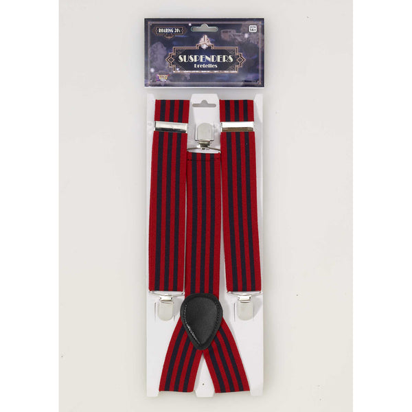 Roarin 20s Striped Red and Blue Suspenders