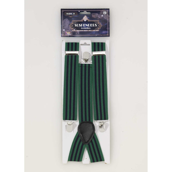 Roarin 20's Striped Blue & Green Suspenders