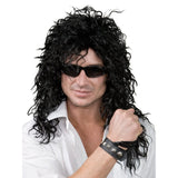 Long black crinkle wig for rock star or horror-themed costumes