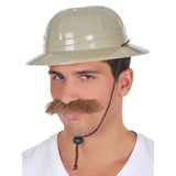 Plastic adult safari helmet with adjustable fit, ideal for jungle costumes and Book Week animal themes
