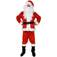 Santa Claus costume with red velvet suit, beard, and sack for hire in Brisbane