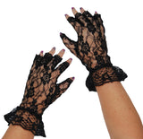 Short Lace Fingerless Gloves - Black