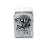 Silver glitter face and body paint by Global in gel base ideal for Festivals and Christmas