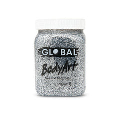 Silver glitter face and body paint by Global in gel base ideal for Festivals and Christmas
