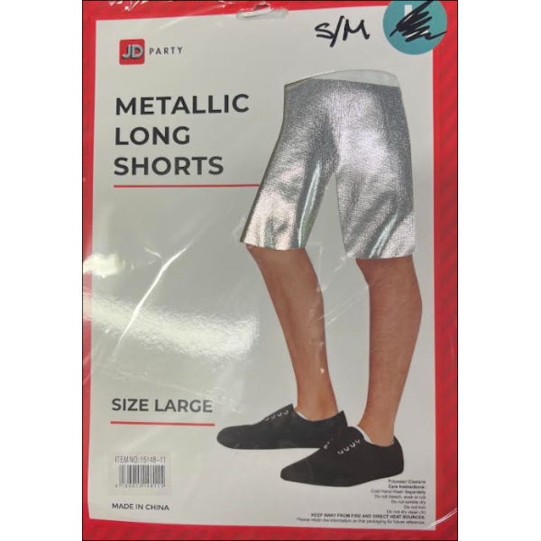 Adult Metallic Long Shorts - Silver