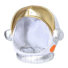 Soft fabric astronaut space helmet with gold and silver detailing