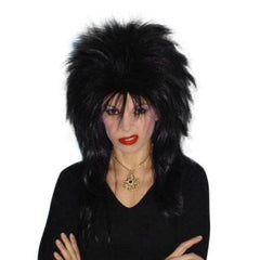 quality spiky vamp wig in black, 1980's rockers and goths.