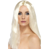 Star Style long straight blonde wig with centre part by Smiffys