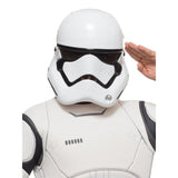 Close up of mask and chest of Star Wars Stormtrooper child costume 