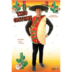 Taco costume for adults with lettuce and cheese detail – fun food-themed outfit by Dr Toms