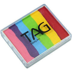 TAG Rainbow split cake face and body paint with six bold colours