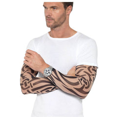Set of two tribal tattoo arm sleeves – realistic costume accessory for rock star or Halloween outfits