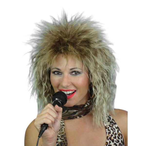 blonde and brown shaggy mullet Tina T Wig.