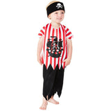 Character pose of Toddler jolly pirate costume, top, trousers and bandana.
