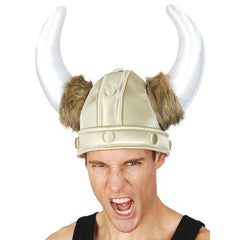 Viking soft fabric helmet with fur-trimmed horns costume accessory