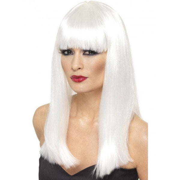 White long straight Glamourama Wig with fringe for Storm, angels, or Snow Queen costumes