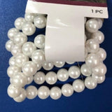 Wide pearl bracelet with four rows of faux pearls