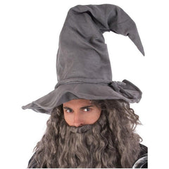 Grey pointed wizard costume hat, adult size, lightweight and ideal for Halloween or Book Week