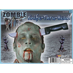 Zombie Knife Thru Head Joke – Plastic Halloween Costume Accessory